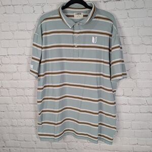 Linksoul Men's Polo Shirt - Light Blue and Brown Stripes